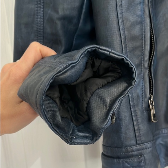 Blue Leather Jacket for Men - Picture 9 of 16